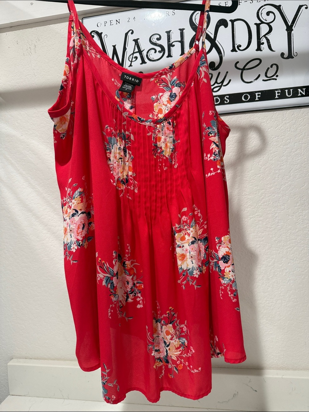 torrid Bright Fuchsia Floral Pintuck Camisole